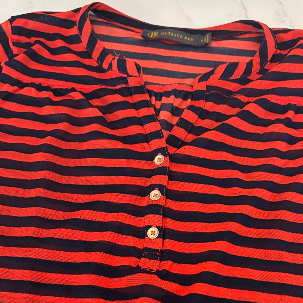 Outback Red Striped Long Sleeve Top - Red/Orange and Blue - Picture 5 of 10